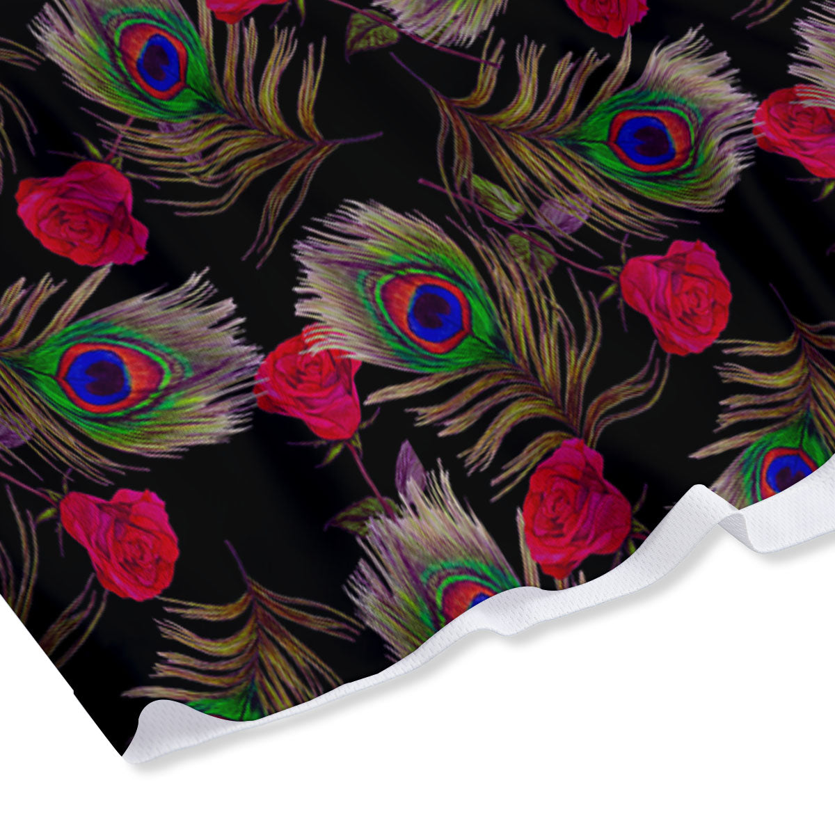 Floral Peacock Feather Print Pattern Mesh Shorts