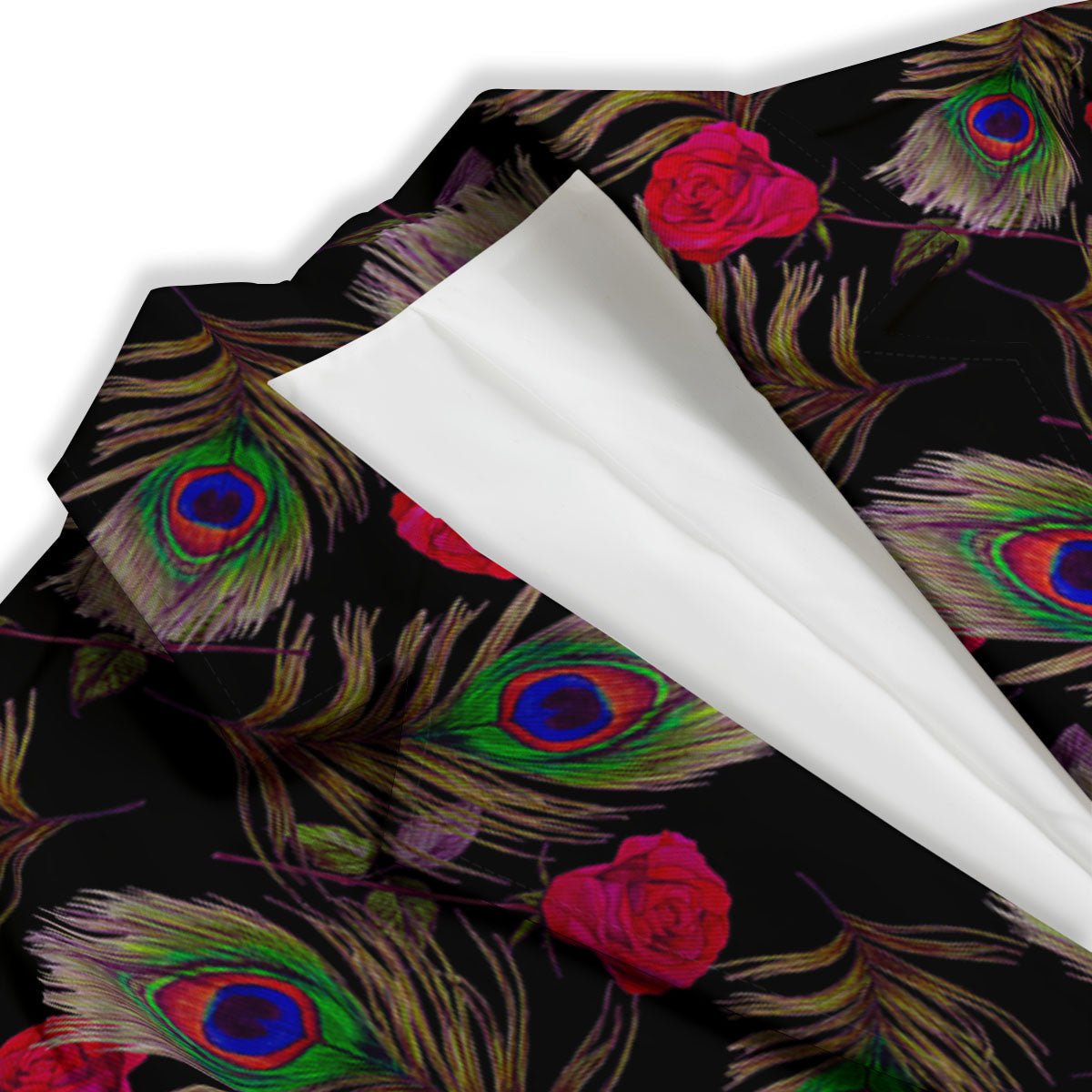 Floral Peacock Feather Print Pattern Women's Blazer-grizzshop