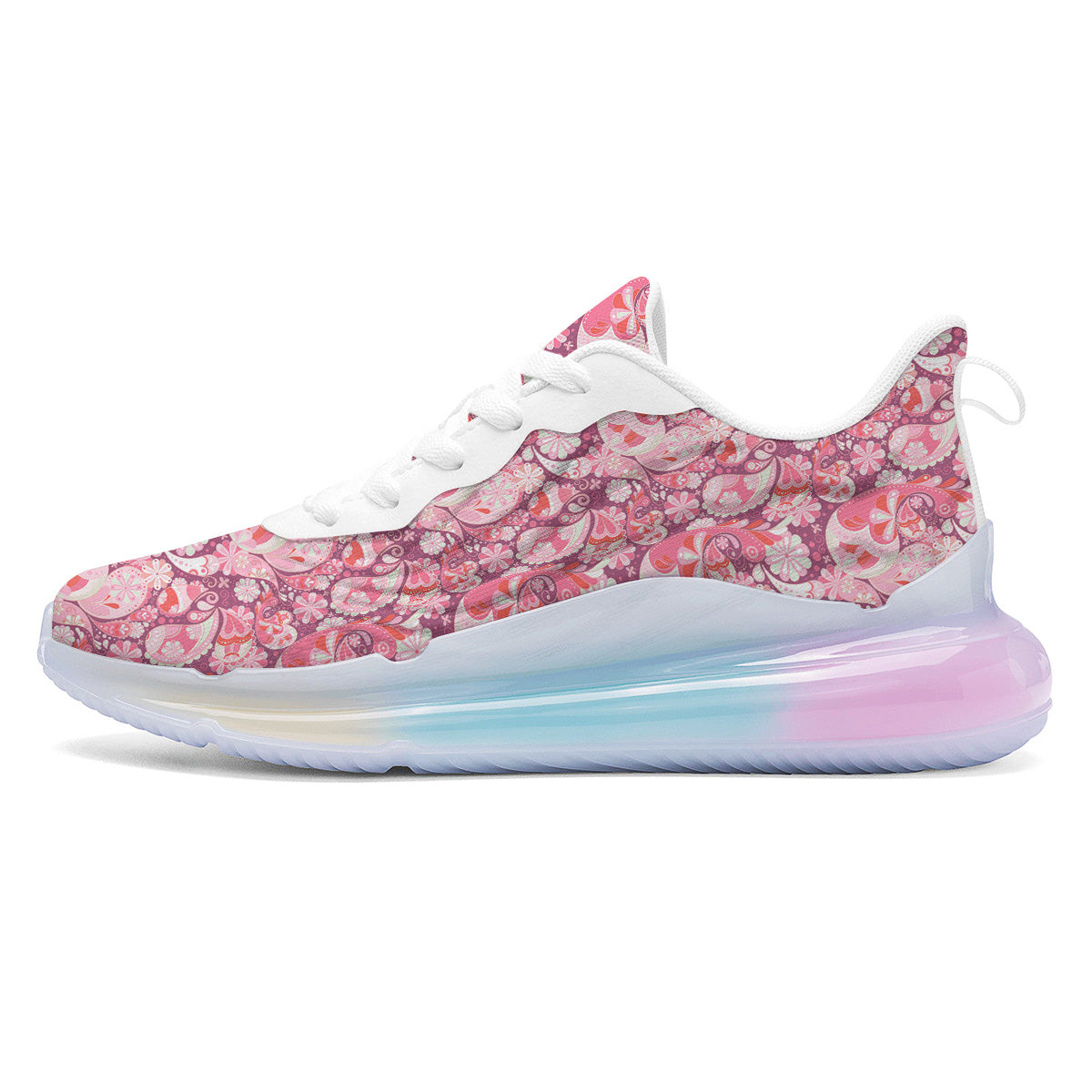 Floral Pink Paisley Print Pattern Running Sneakers-grizzshop
