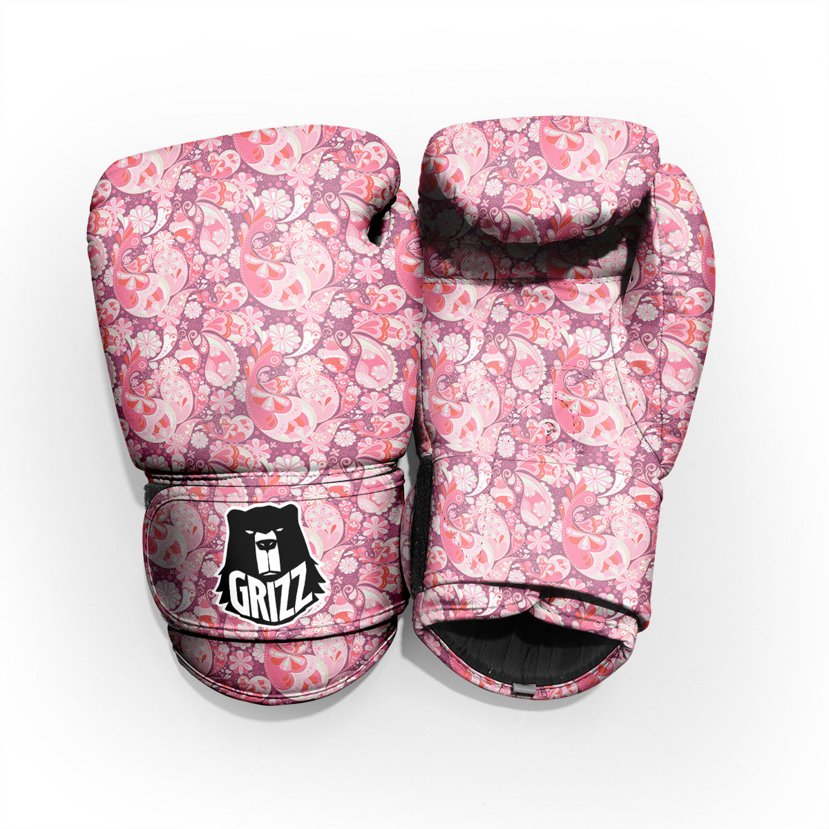 Floral Pink Paisley Print Pattern Pro Boxing Glove