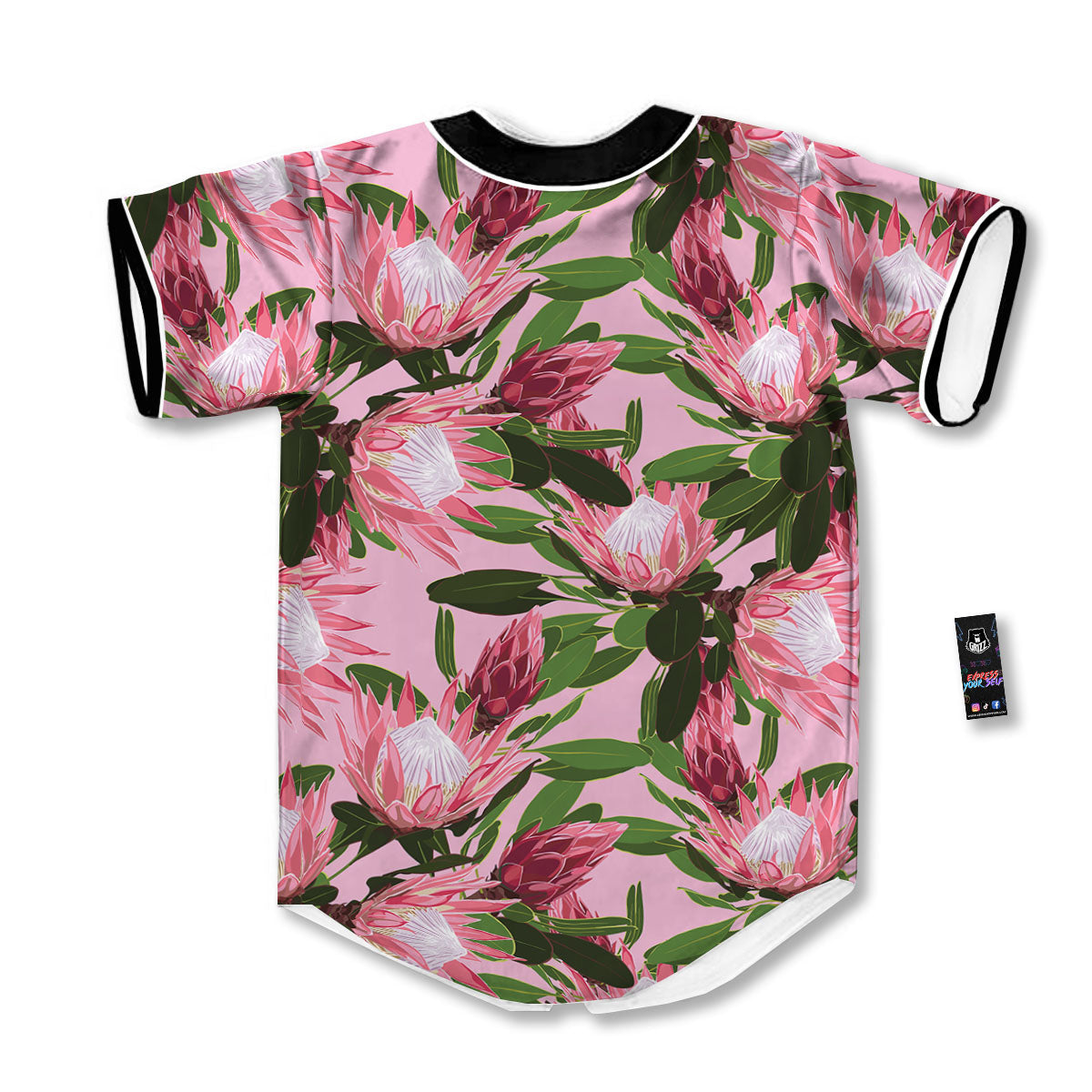 Floral Protea Print Pattern Baseball Jersey-grizzshop