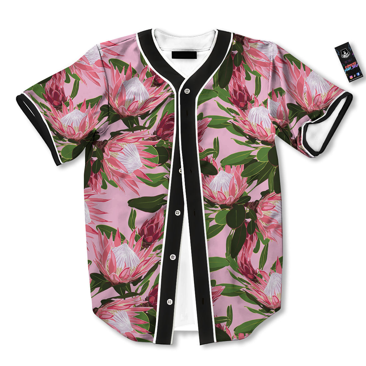 Floral Protea Print Pattern Baseball Jersey-grizzshop