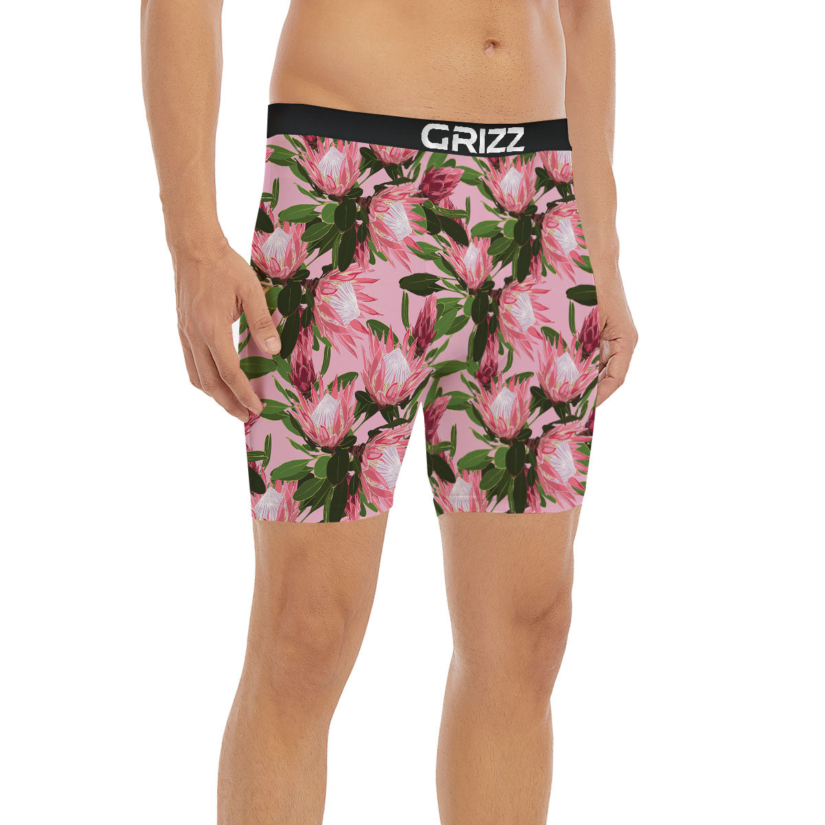 Floral Protea Print Pattern Boxer Briefs-grizzshop