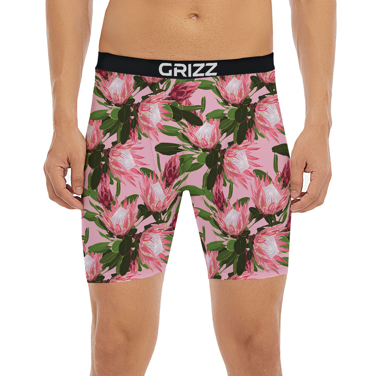 Floral Protea Print Pattern Boxer Briefs-grizzshop