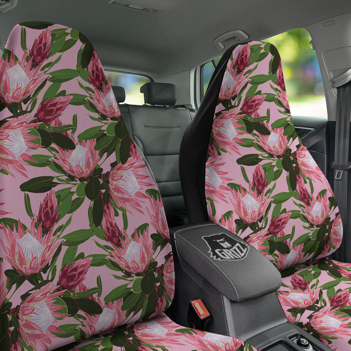 Floral Protea Print Pattern Car Seat Covers-grizzshop