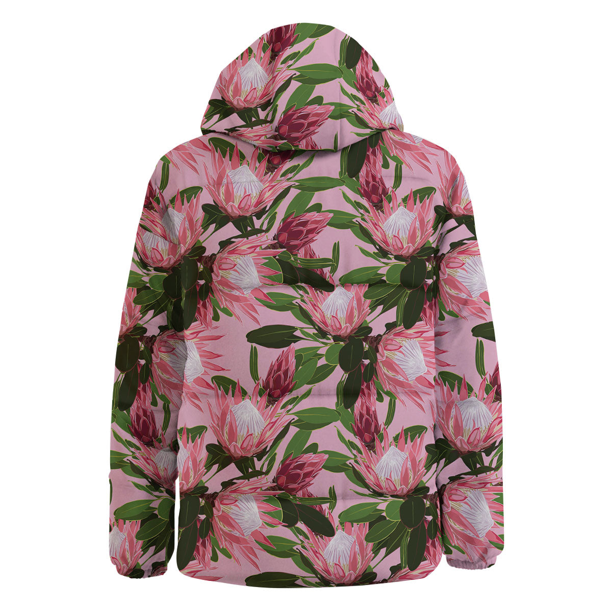 Floral Protea Print Pattern Down Jacket-grizzshop