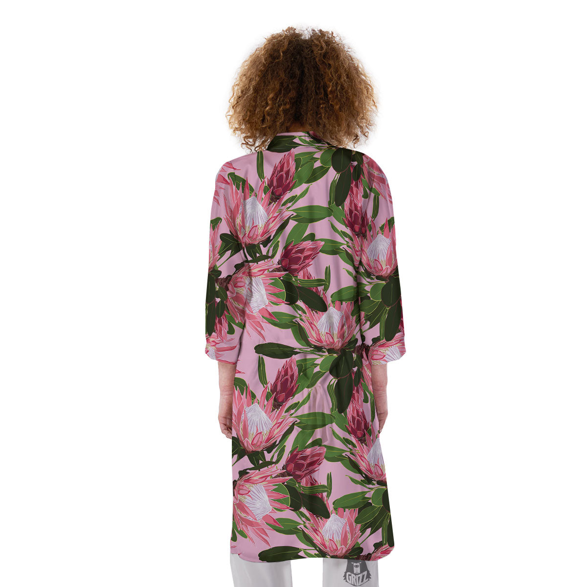 Floral Protea Print Pattern Kimono-grizzshop