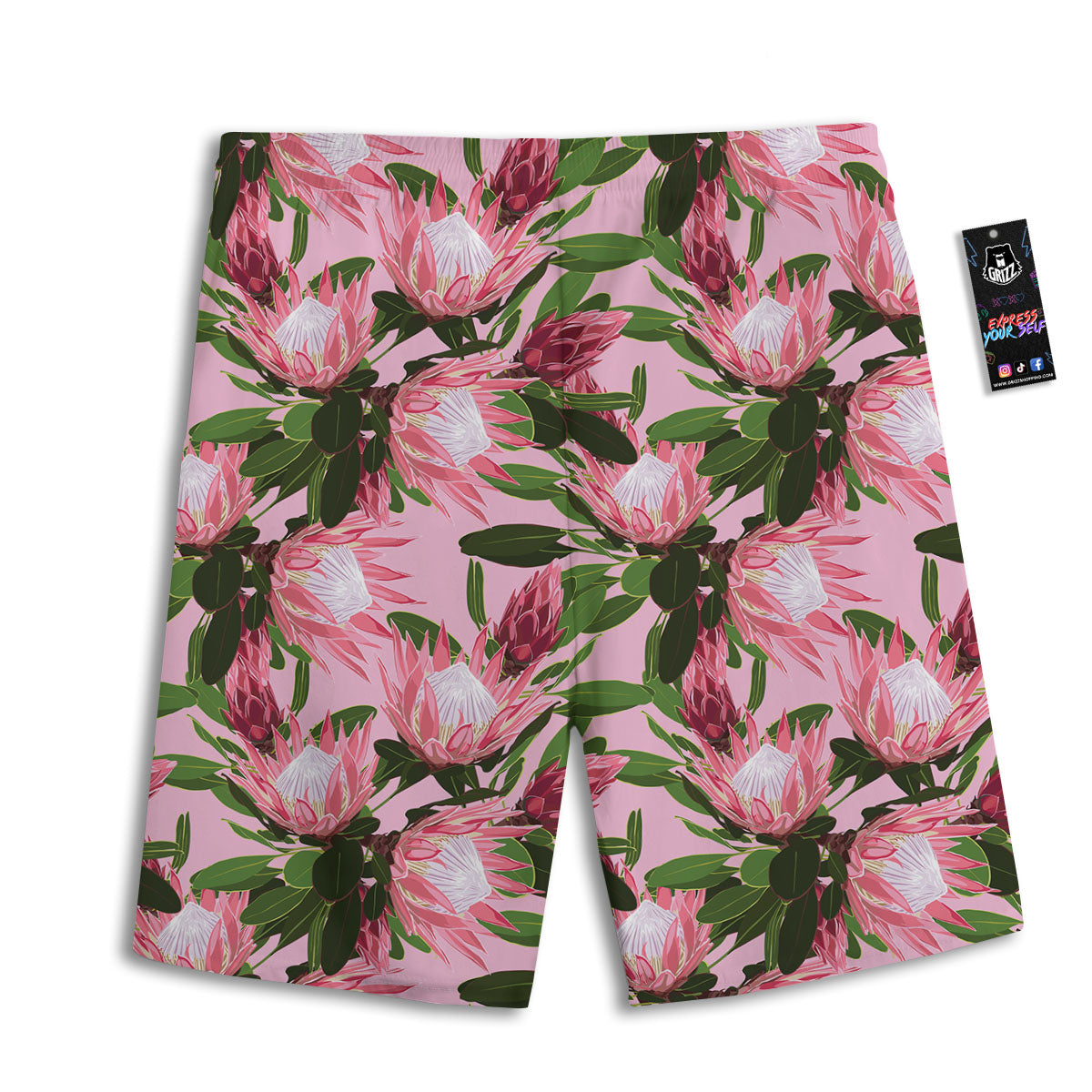 Floral Protea Print Pattern Men's Athletic Shorts