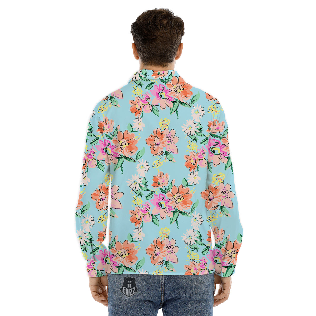 Floral Protea Print Pattern Men's Dress Shirts-grizzshop