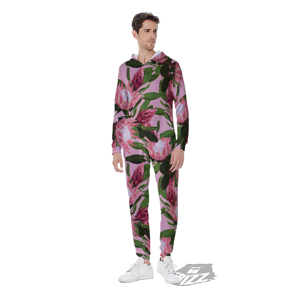 Floral Protea Print Pattern Men's Jumpsuit-grizzshop