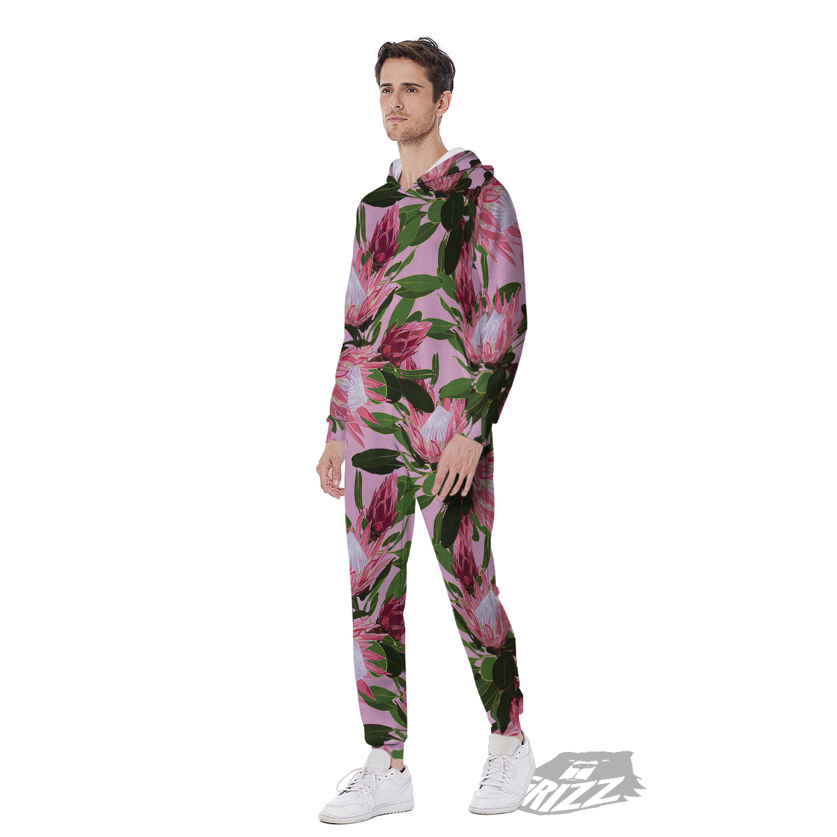 Floral Protea Print Pattern Men's Jumpsuit-grizzshop