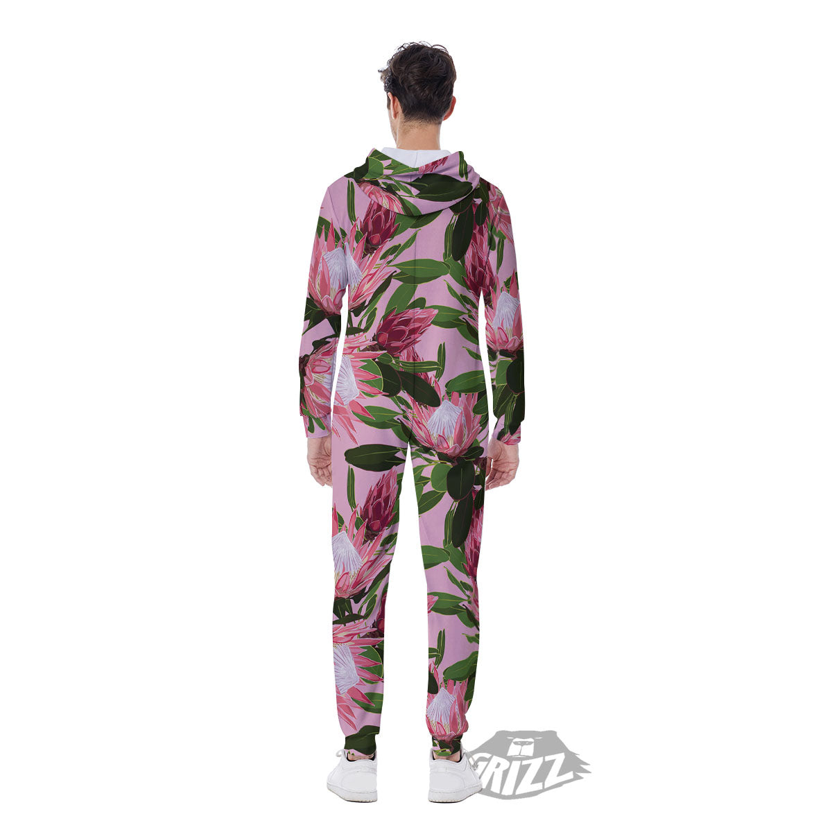 Floral Protea Print Pattern Men's Jumpsuit-grizzshop