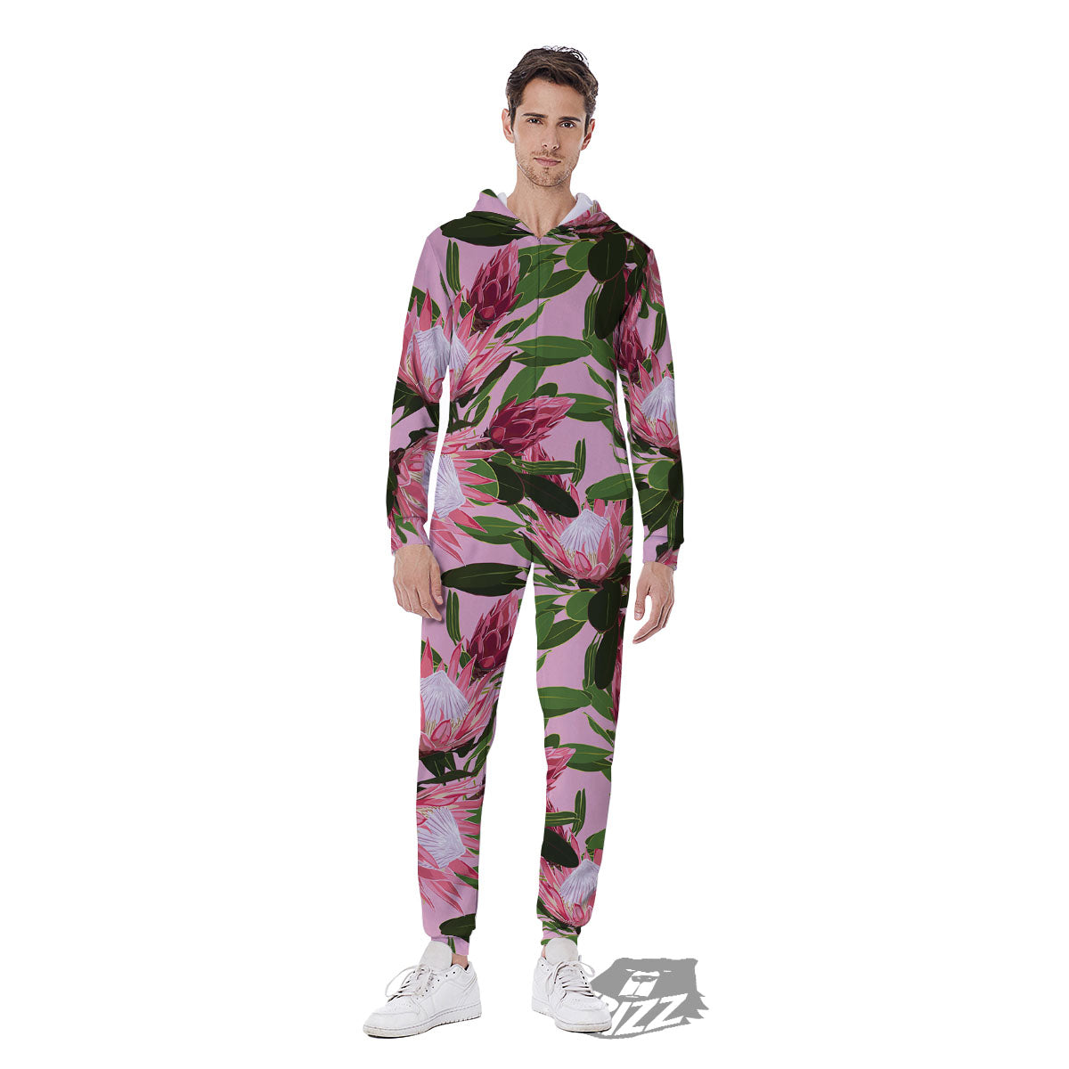 Floral Protea Print Pattern Men's Jumpsuit-grizzshop