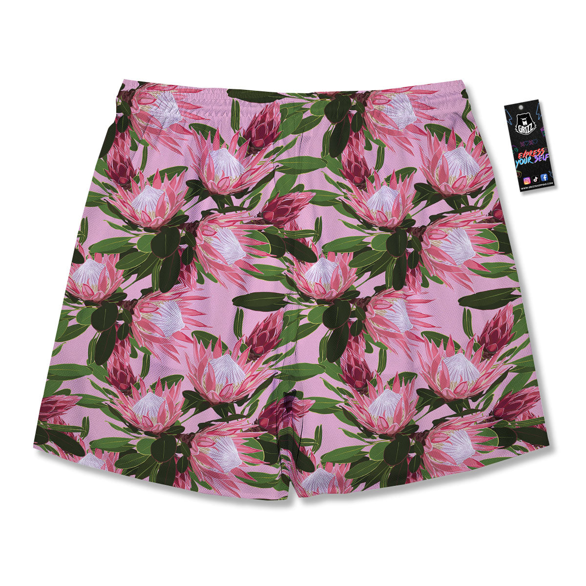 Floral Protea Print Pattern Men's Running Shorts-grizzshop