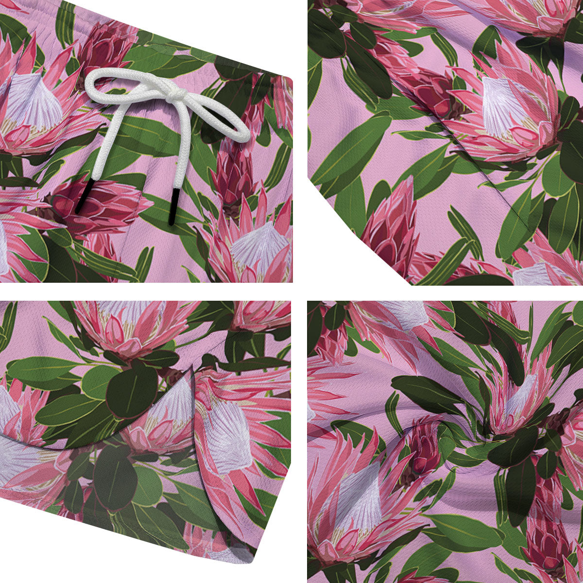 Floral Protea Print Pattern Men's Running Shorts-grizzshop