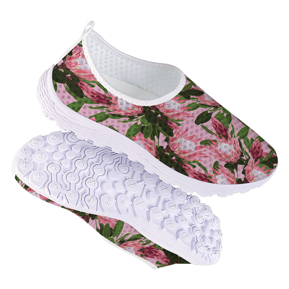 Floral Protea Print Pattern Nurse Shoes-grizzshop