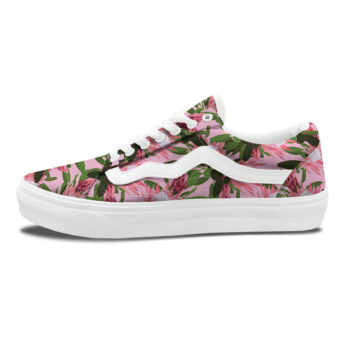 Floral Protea Print Pattern Skate Shoes-grizzshop