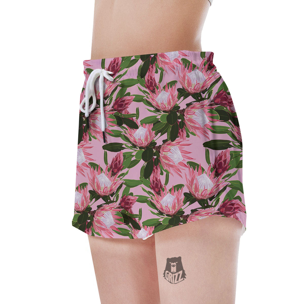 Floral Protea Print Pattern Women's Shorts-grizzshop