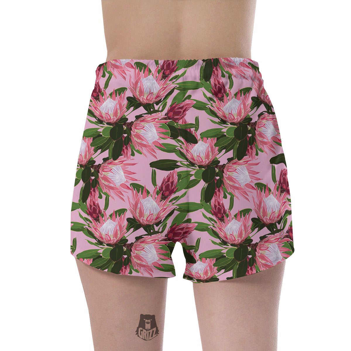 Floral Protea Print Pattern Women's Shorts-grizzshop