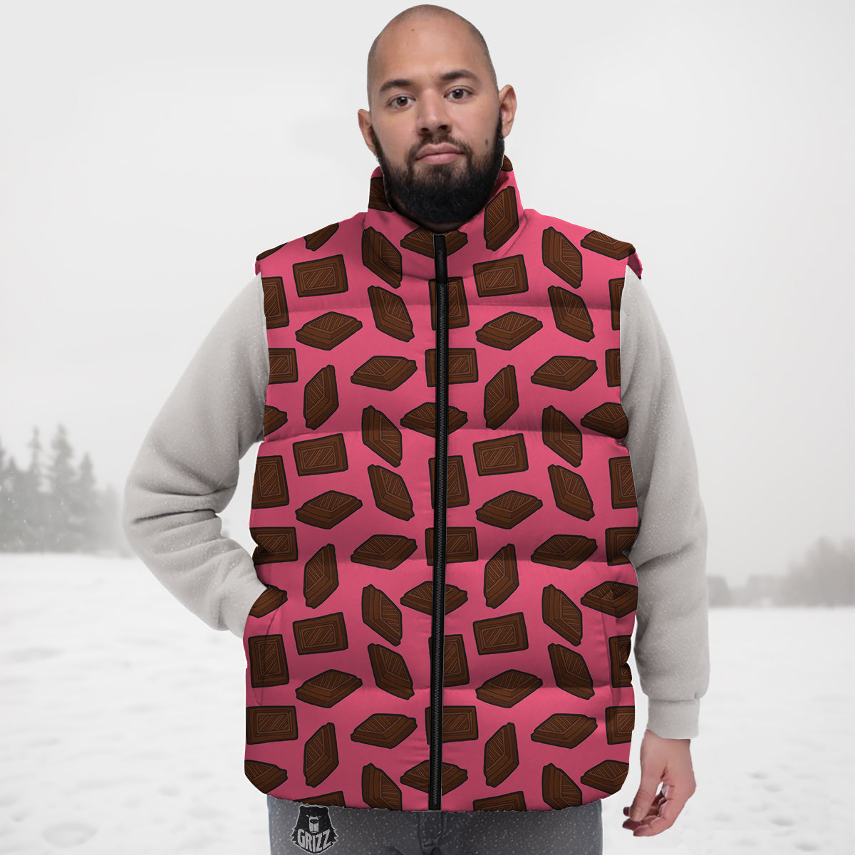 Floral Red Poppy Pattern Print Down Vest