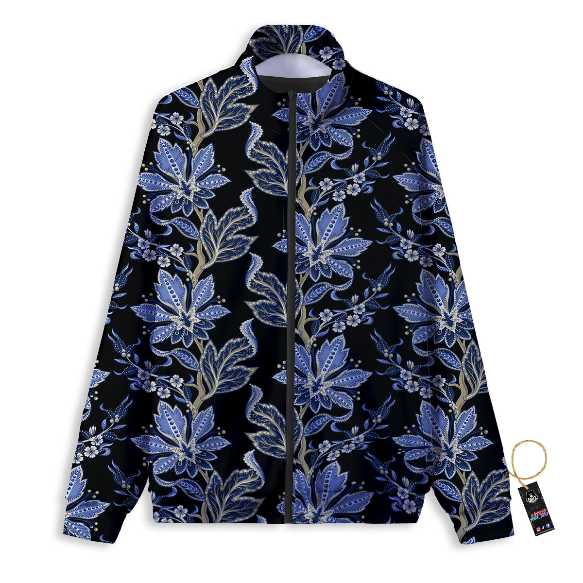 Floral Red Rose Print Pattern Track Jacket-grizzshop