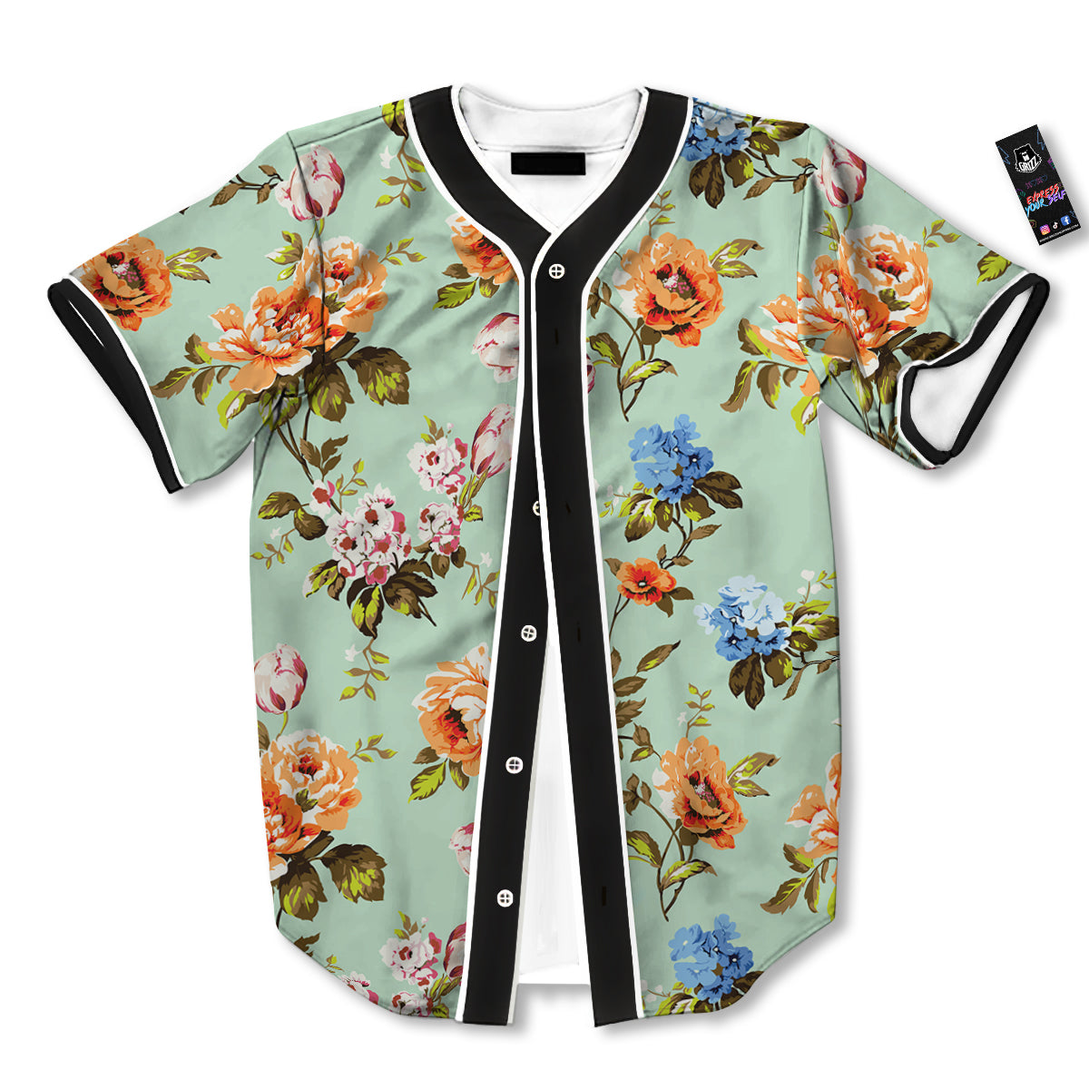 Floral Rose Flower Vintage Print Pattern Baseball Jersey-grizzshop