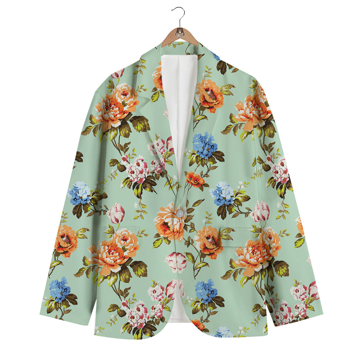 Floral Rose Flower Vintage Print Pattern Men's Blazer-grizzshop