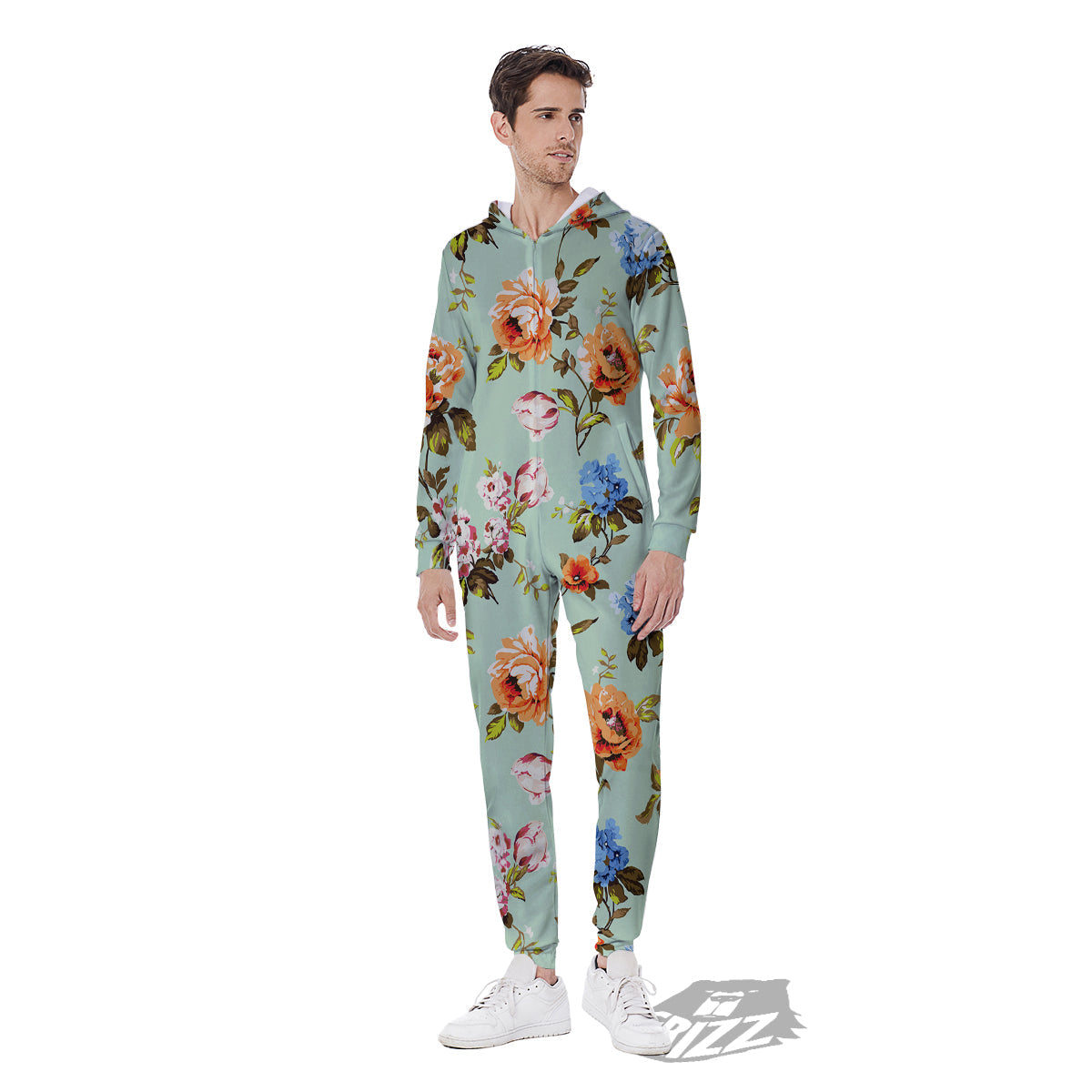 Floral Rose Flower Vintage Print Pattern Men's Jumpsuit-grizzshop