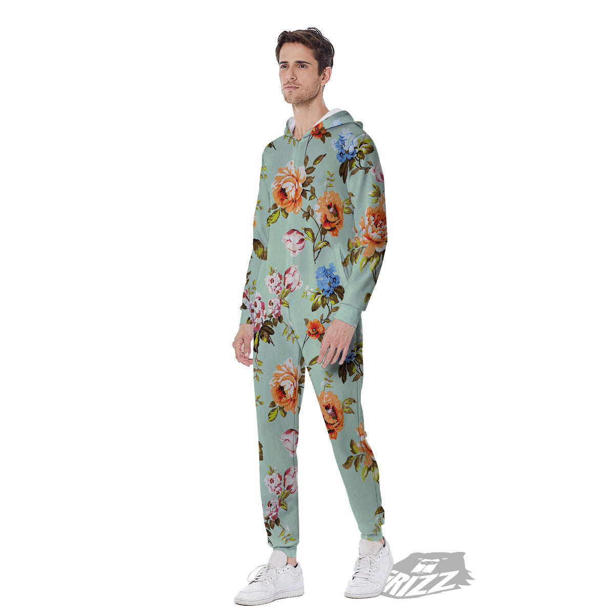Floral Rose Flower Vintage Print Pattern Men's Jumpsuit-grizzshop