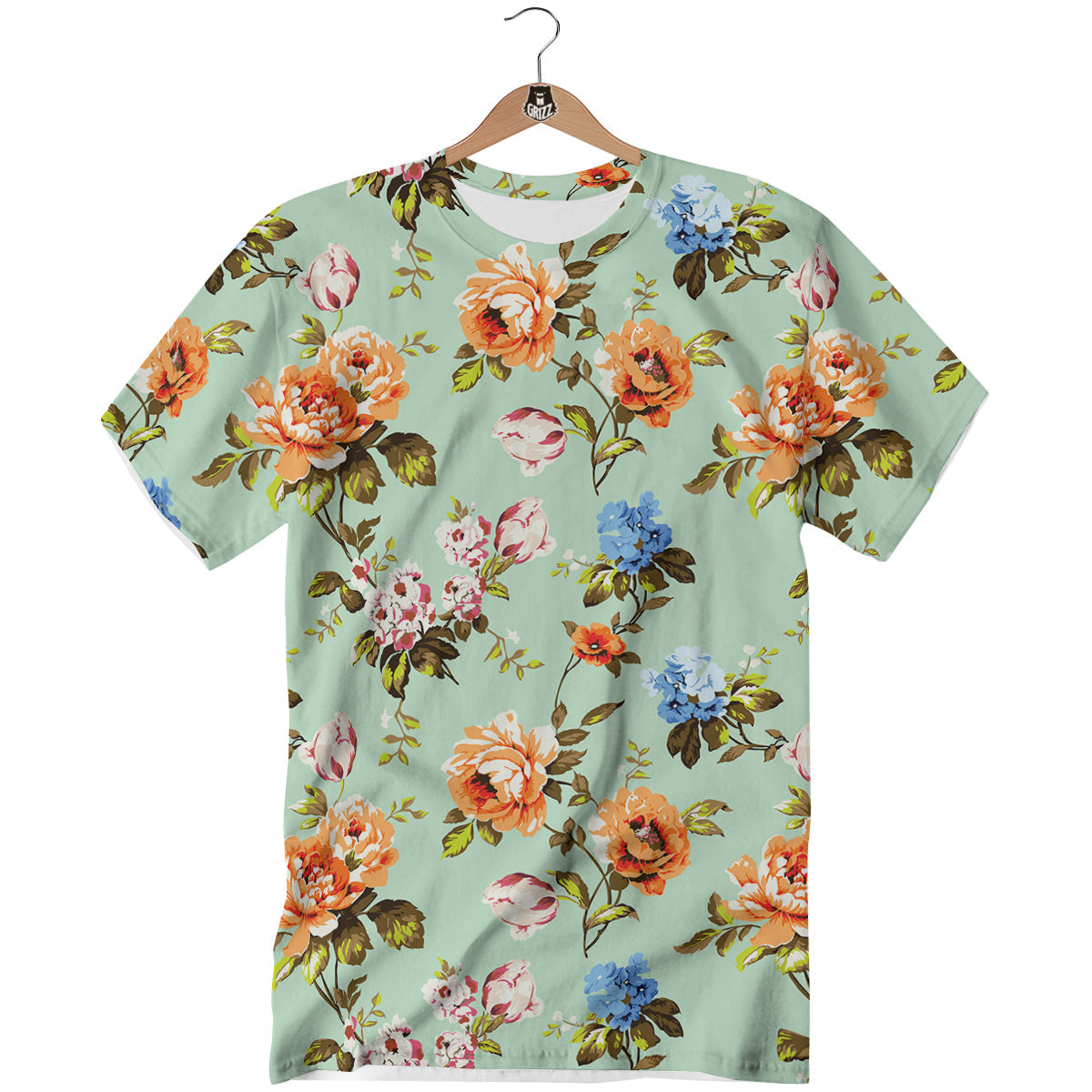 Floral Rose Flower Vintage Print Pattern T-Shirt-grizzshop