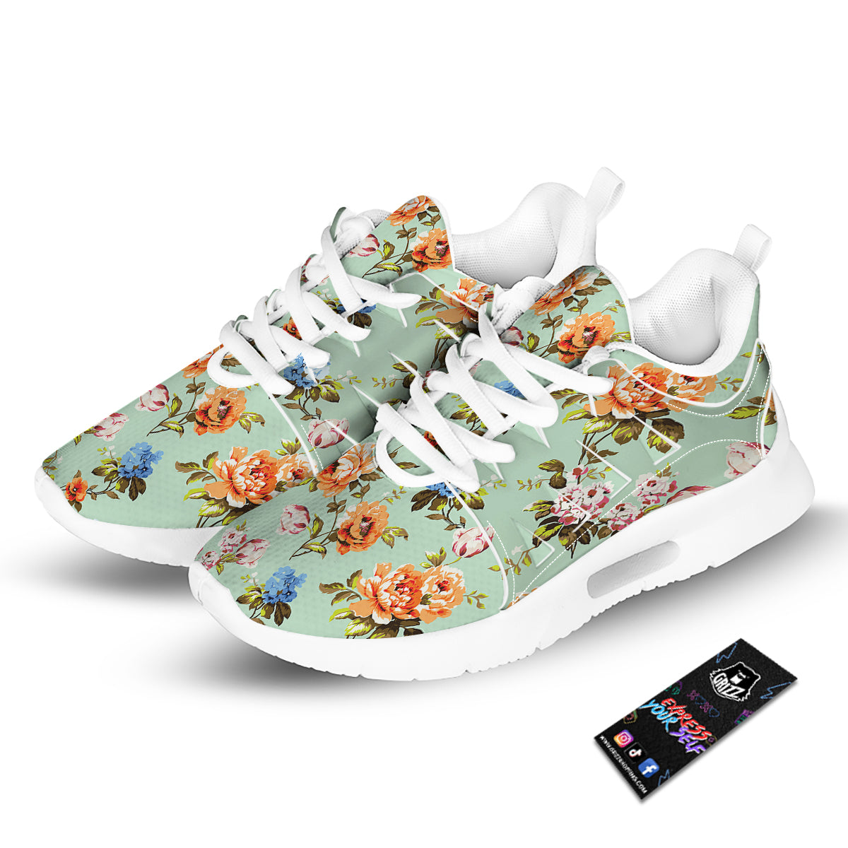 Floral Rose Flower Vintage Print Pattern Tennis Shoes-grizzshop