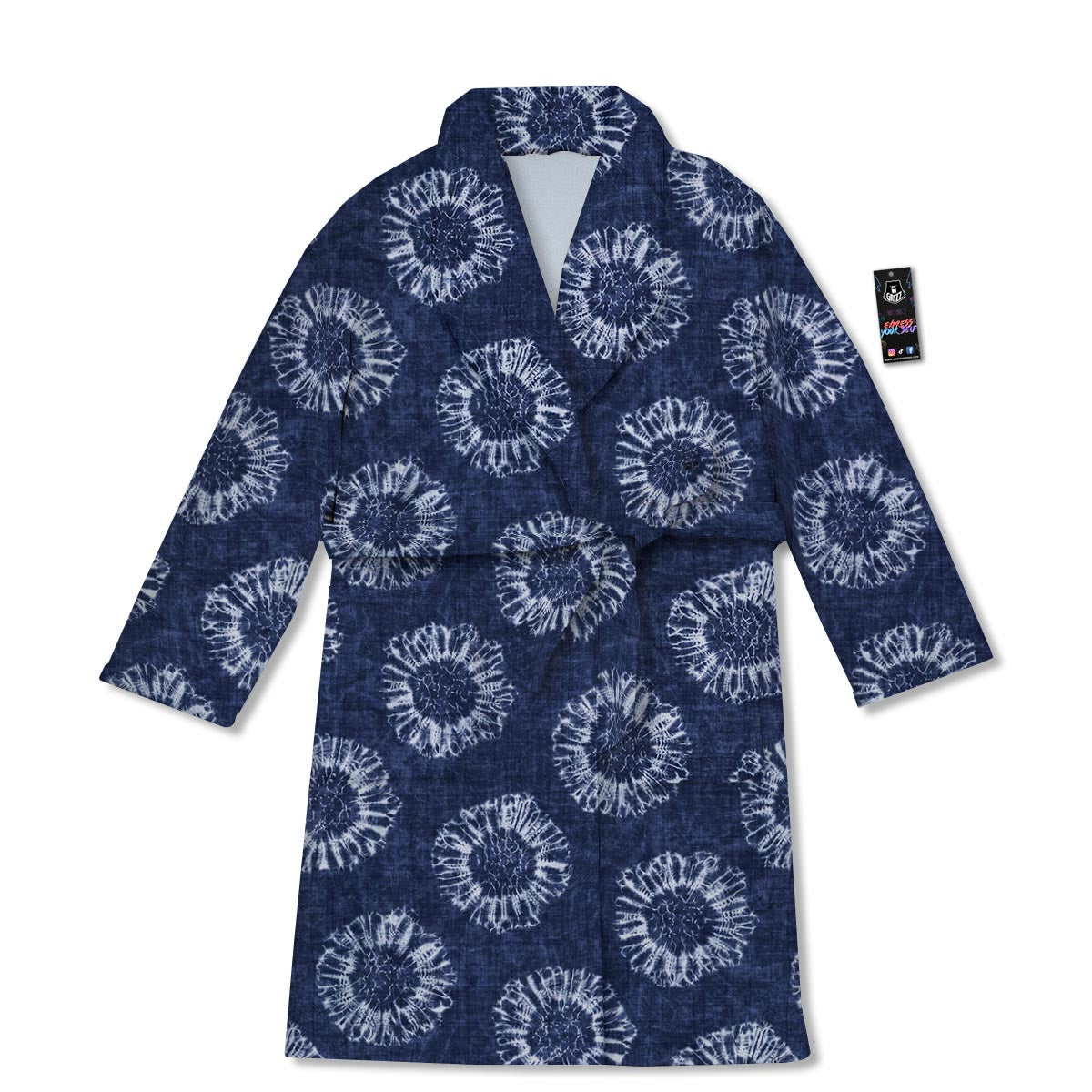 Floral Shibori Print Pattern Bathrobe-grizzshop