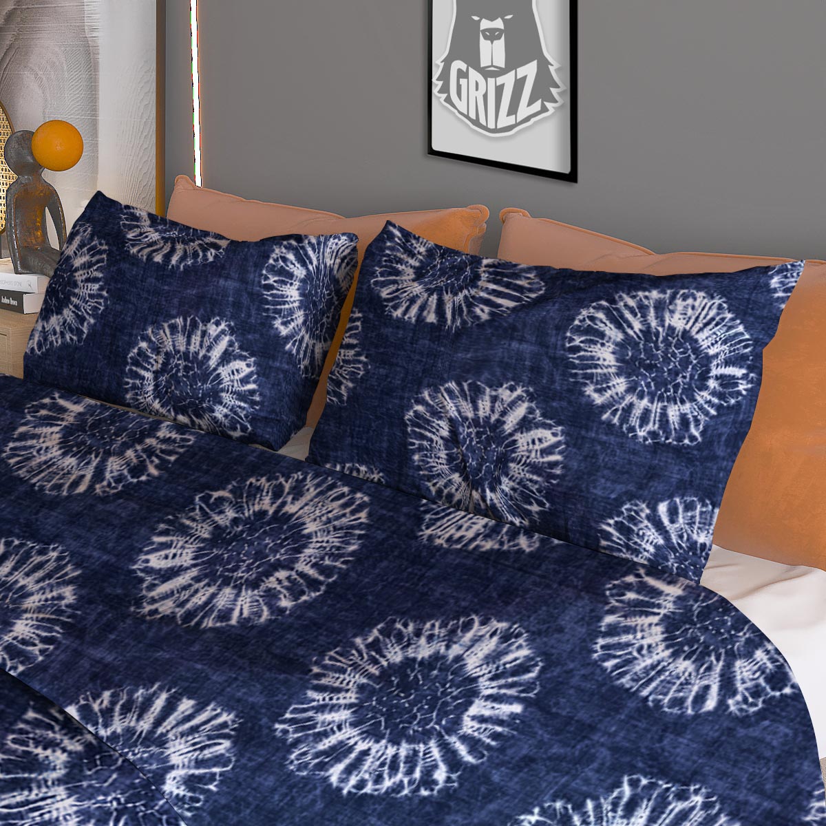 Floral Lotus Vintage Print Pattern Duvet Cover Bedding Set