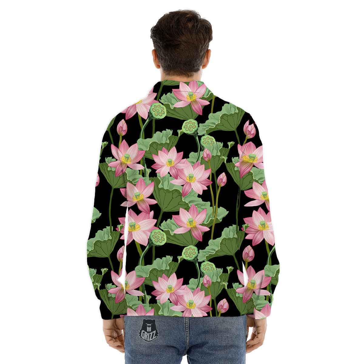 Floral Shibori Print Pattern Men's Dress Shirts-grizzshop