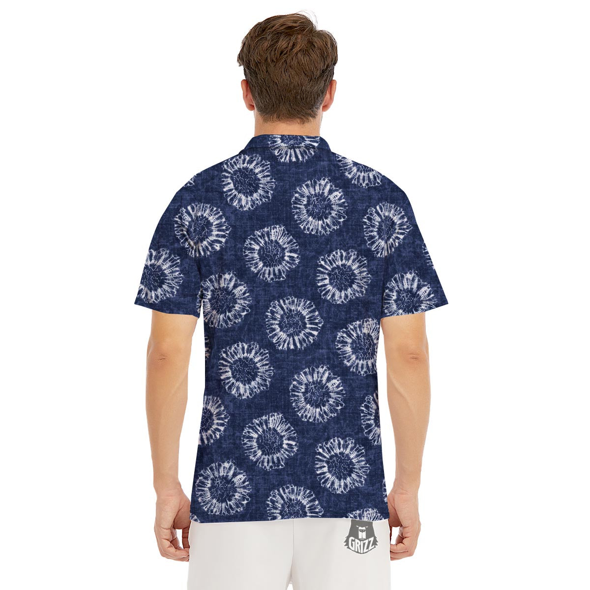 Floral Shibori Print Pattern Men's Golf Shirts-grizzshop