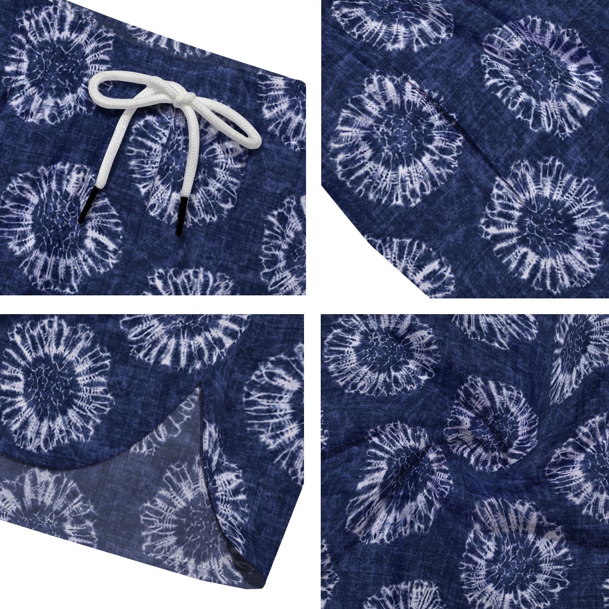 Floral Shibori Print Pattern Men's Running Shorts-grizzshop