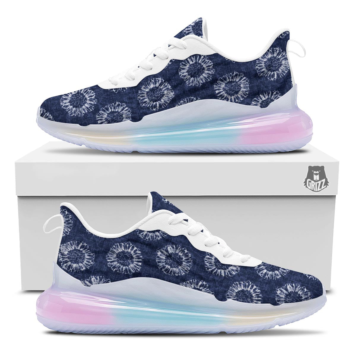 Floral Shibori Print Pattern Running Sneakers-grizzshop