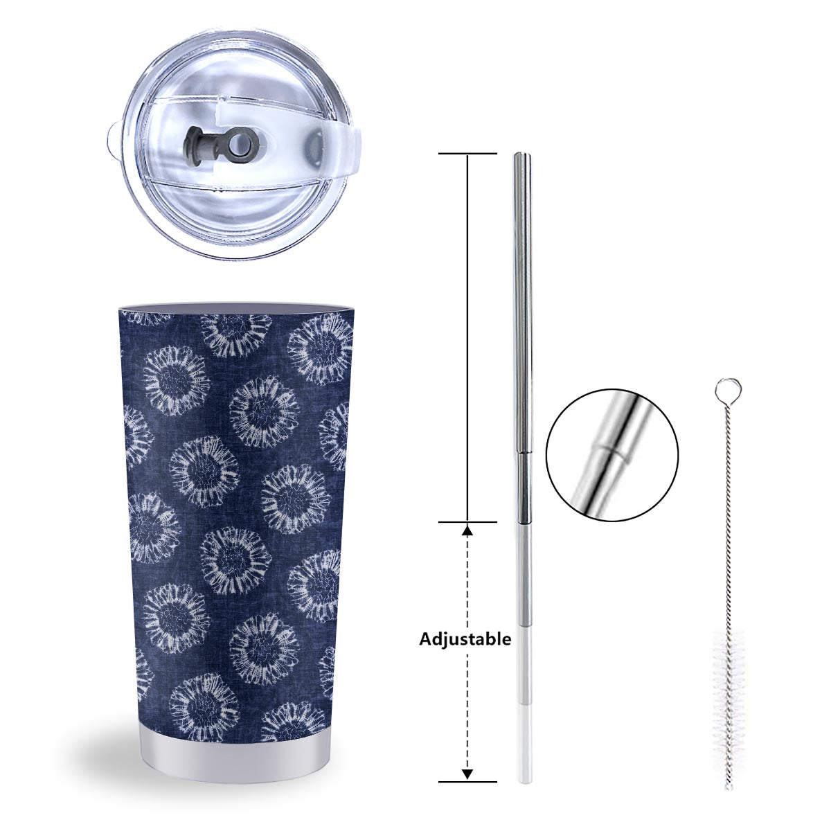 Floral Shibori Print Pattern Tumbler-grizzshop