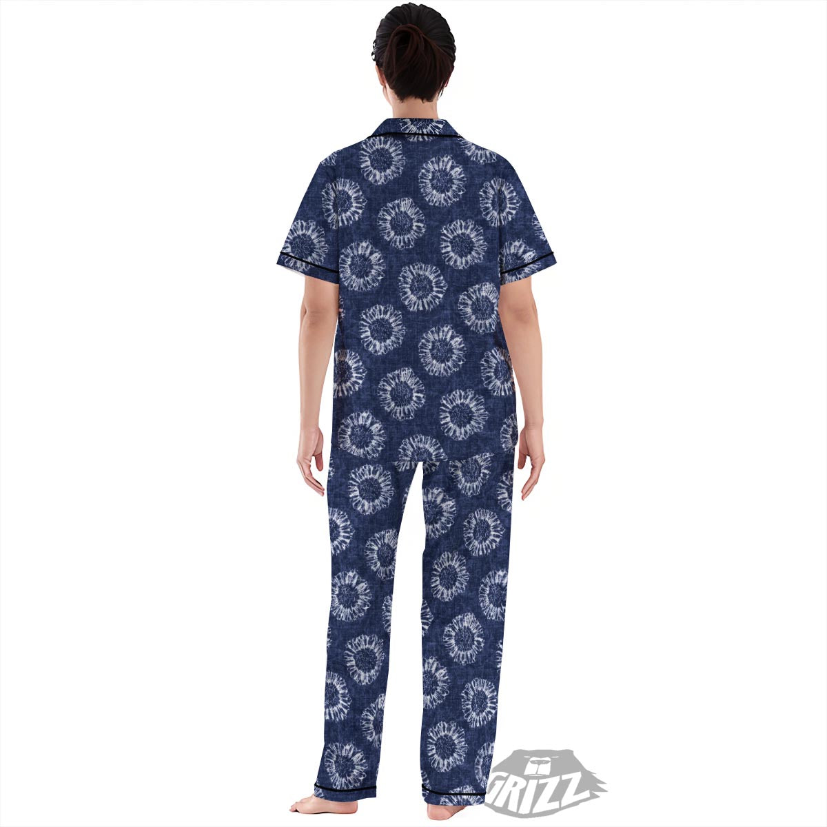 Floral Shibori Print Pattern Women's Pajamas Set-grizzshop