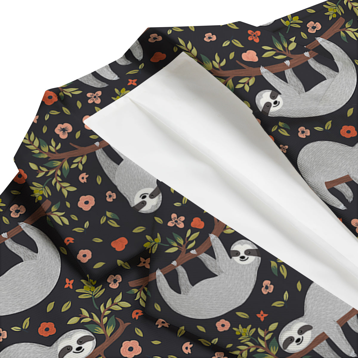 Floral Sloth Pattern Print Men's Blazer-grizzshop