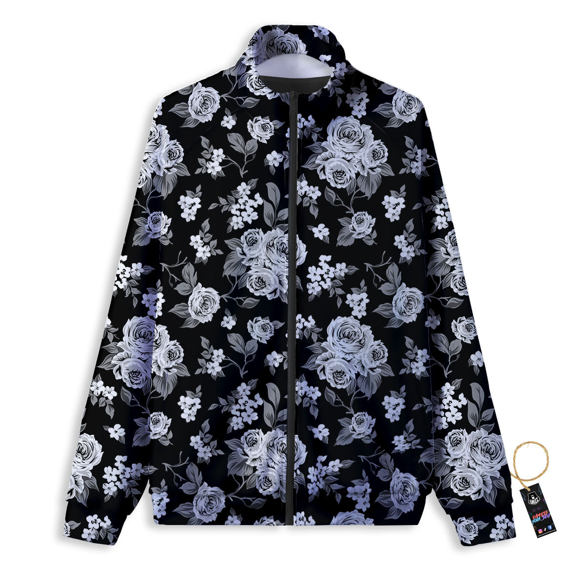 Floral Spring Monochrome Print Pattern Track Jacket-grizzshop