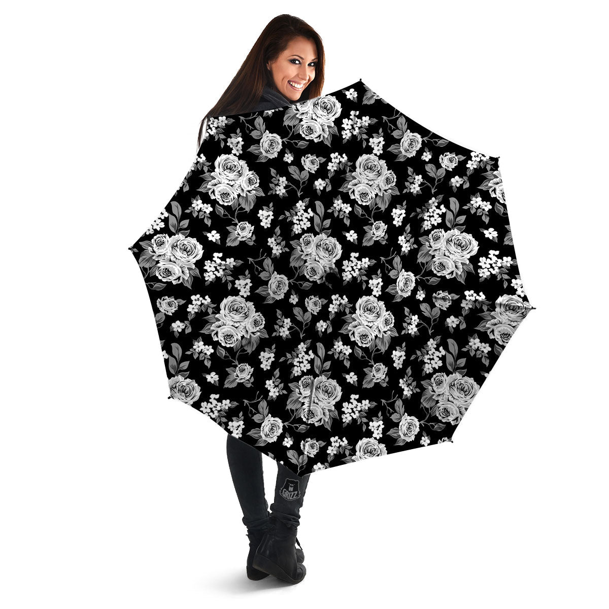 Floral Spring Monochrome Print Pattern Umbrella-grizzshop