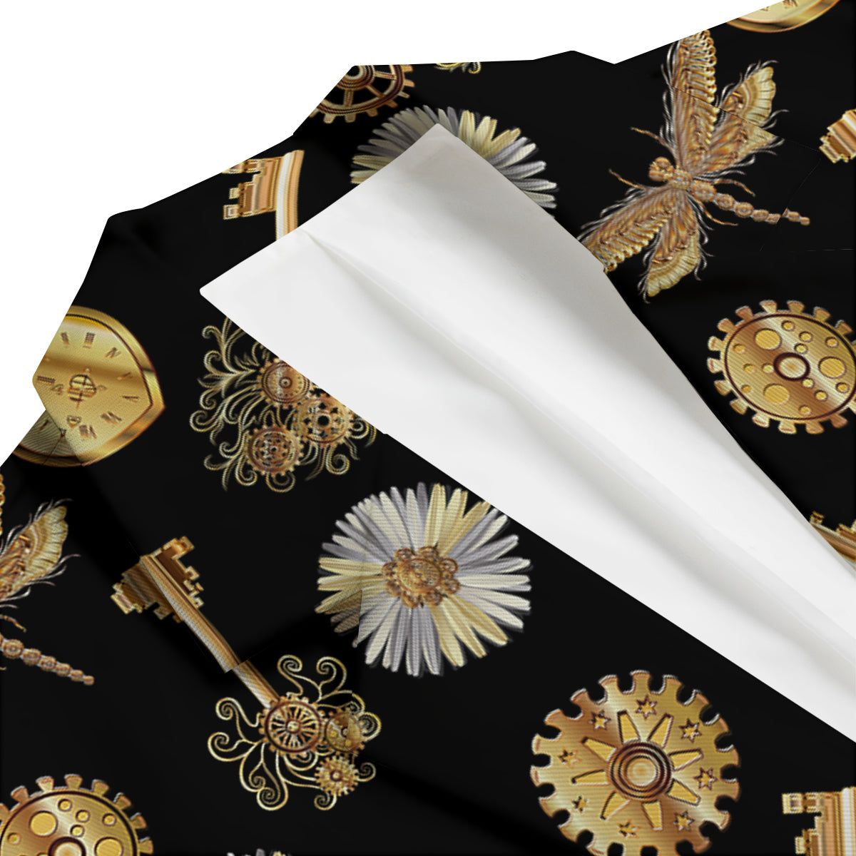 Floral Steampunk Pattern Print Men's Blazer-grizzshop