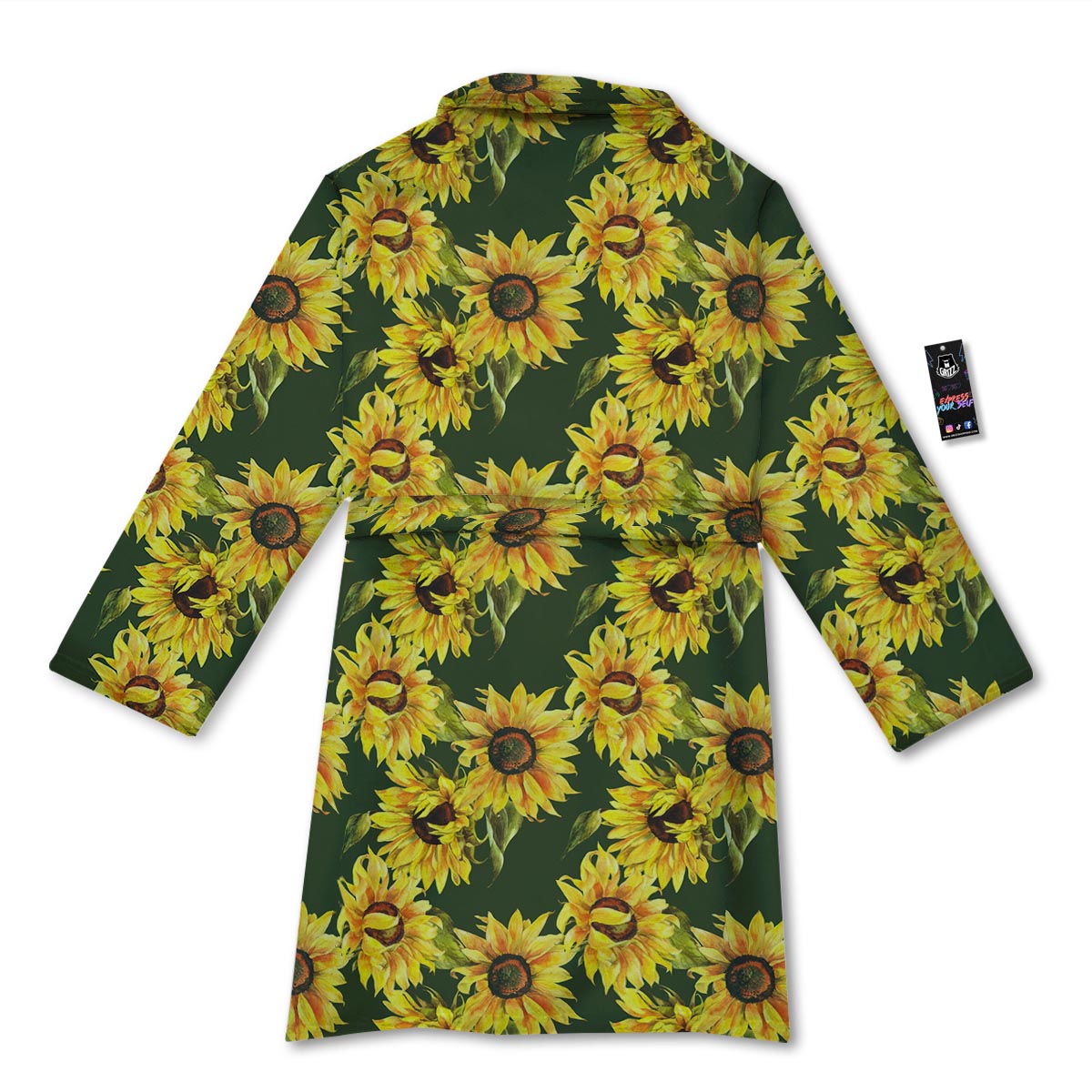 Floral Sunflower Print Pattern Bathrobe-grizzshop