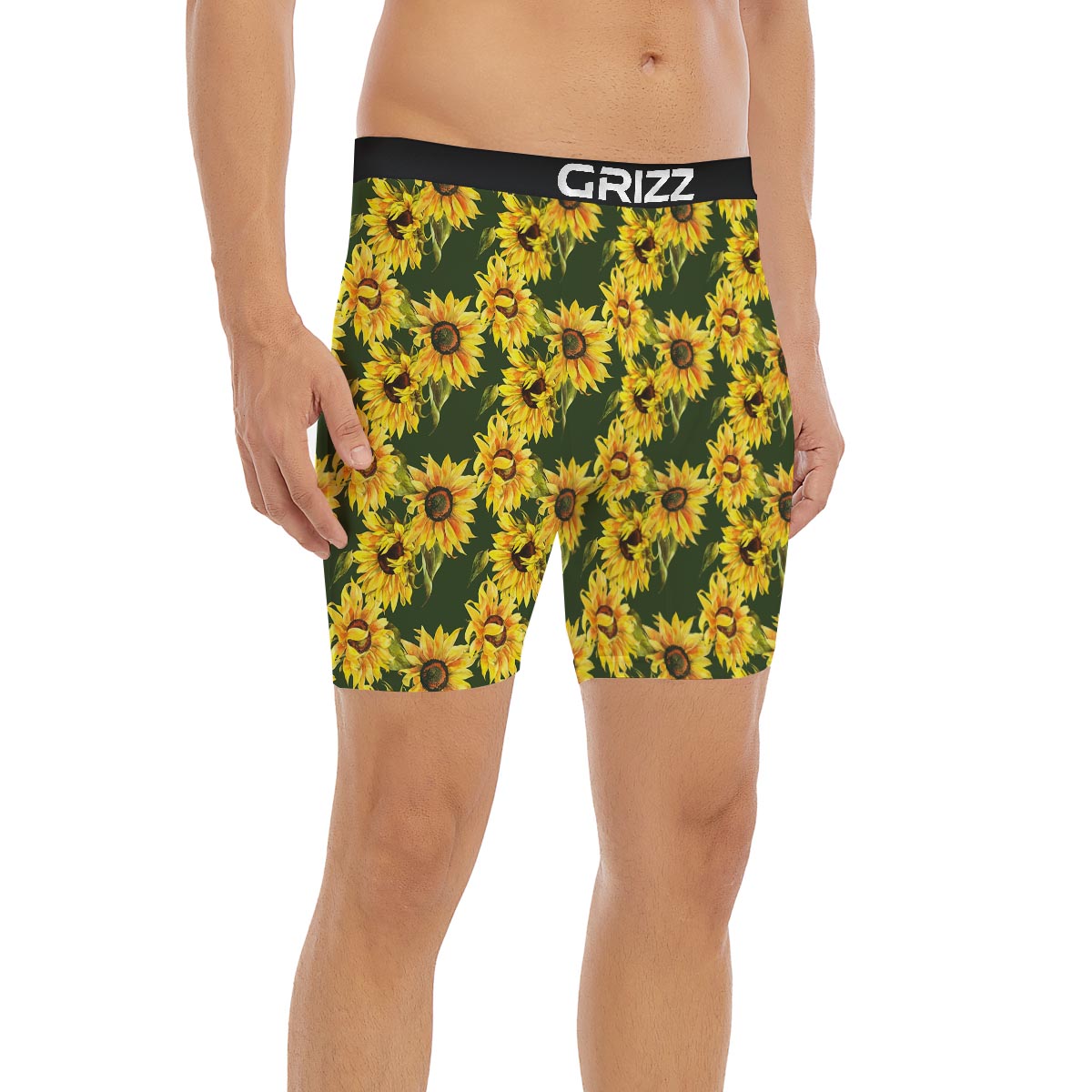 Floral Sunflower Print Pattern Boxer Briefs-grizzshop
