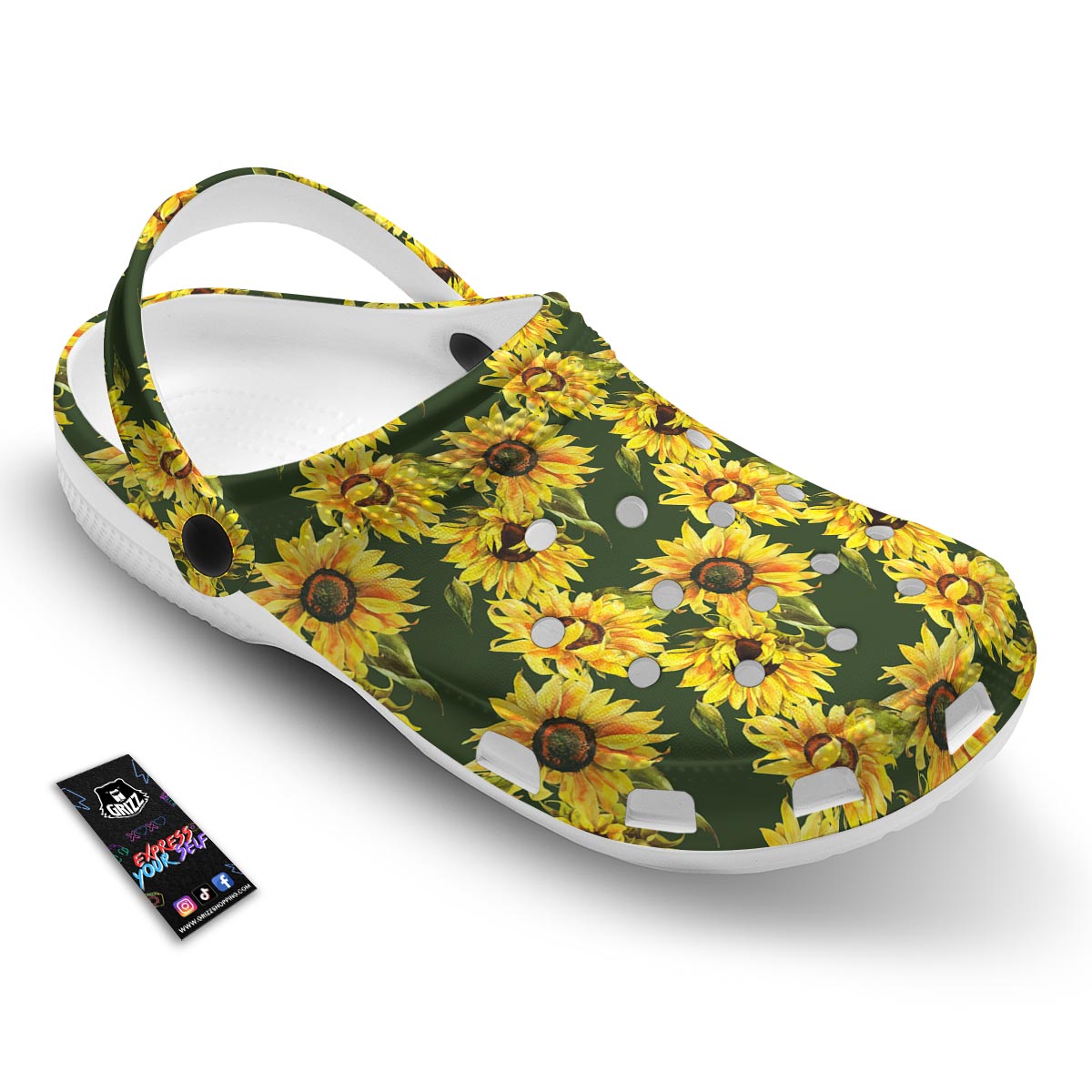 Floral Sunflower Print Pattern Clog-grizzshop