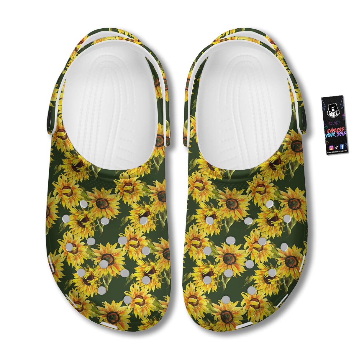 Floral Sunflower Print Pattern Clog-grizzshop