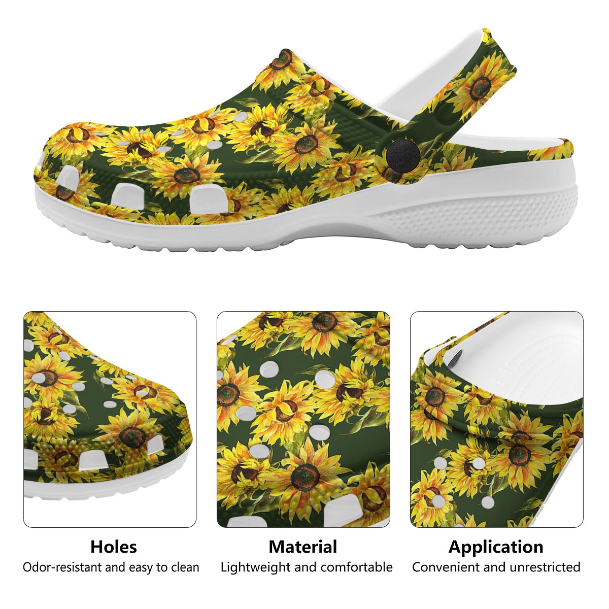 Floral Sunflower Print Pattern Clog-grizzshop