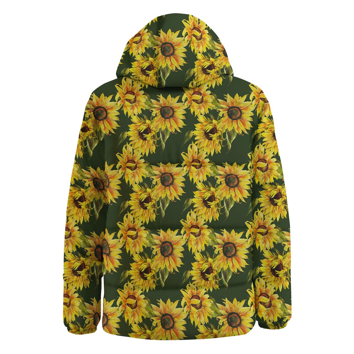 Floral Sunflower Print Pattern Down Jacket-grizzshop