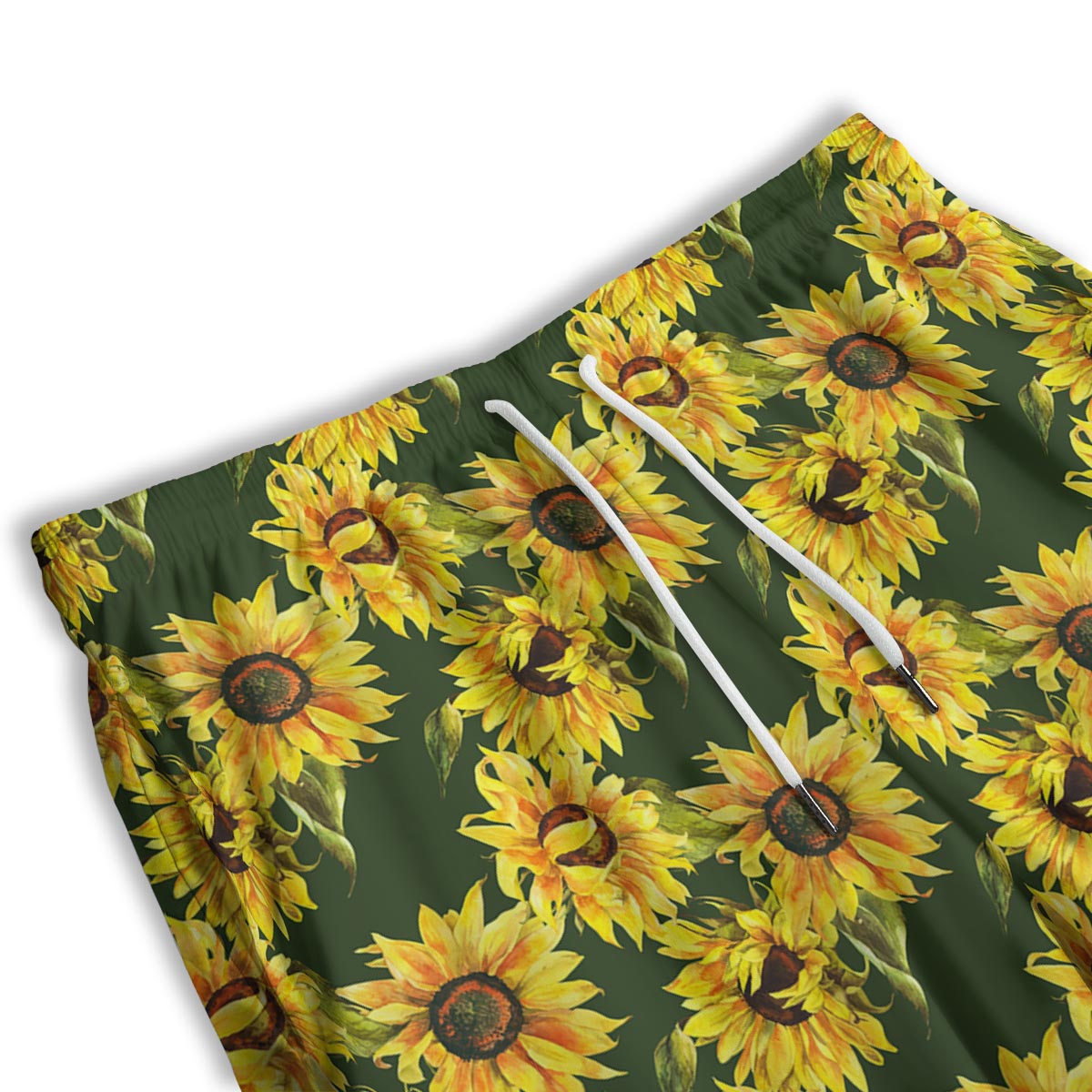 Floral Sunflower Print Pattern Men's Athletic Shorts